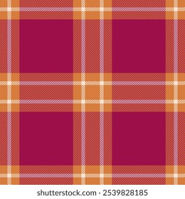 Durcheinander prüfen Muster Textil, diverse Textur Vektor Stoff. Neujahr karierten Tartan nahtlosen Hintergrund in rosa und orangefarbenen Farben Palette.