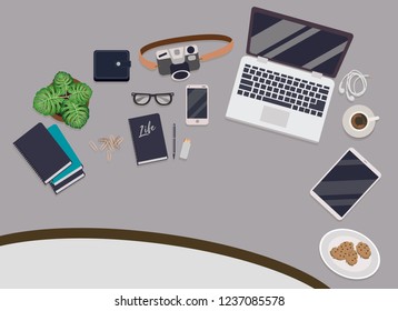 Messy cluttered office desk