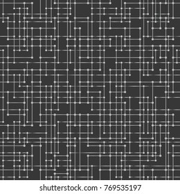 Messy connected dots seamless background. Wallpaper created from different small triangles created from connected dots. Molecular chaotic background. Seamless pattern.