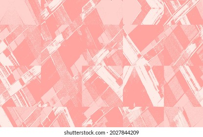 Messy cross hatching paint strokes, artwork, painting on canvas. Dirty oil, painted art, vector texture. Abstract grungy coral, salmon color background, lite hand drawn cover