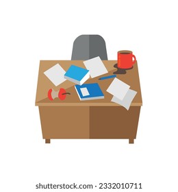 Messy desk icon clipart avatar logotype isolated vector illustration