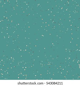 Messy dots on green background. Colorful festive seamless pattern with round shapes. Grunge dotted texture for wrapping paper, web. Vector illustration.
