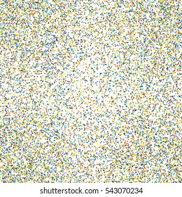 Messy dots on white background. Colorful festive seamless pattern with round shapes. Grunge dotted texture for wrapping paper, web. Vector illustration.