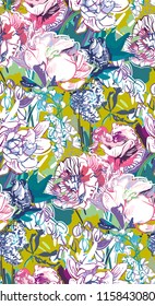 messy garden flower paint pattern vector