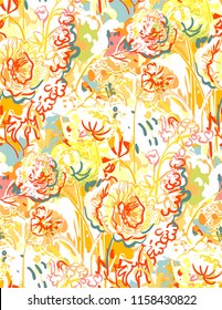 messy garden flower paint pattern vector