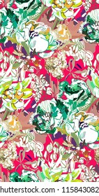 messy garden flower paint pattern vector