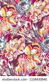 messy garden flower paint pattern vector