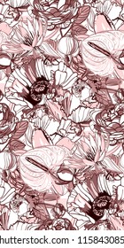messy garden flower paint pattern vector