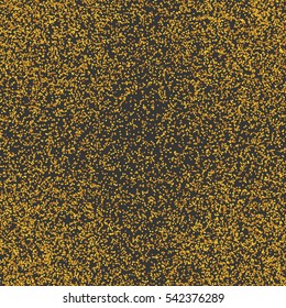 Messy gold dots on gray background. Golden glitter. Colorful festive seamless pattern with round shapes. Grunge dotted texture for wrapping paper, web. Vector illustration.