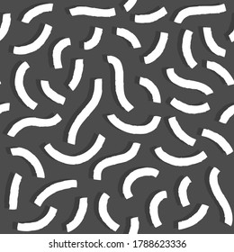 messy graphic line elements modern doodle minimalistic black and white seamless pattern on dark background