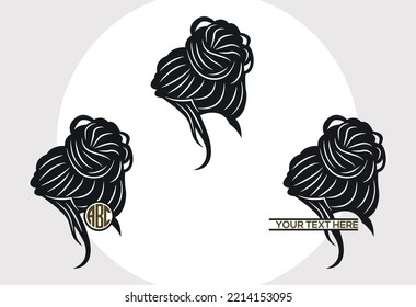 Messy Hair Bun SVG Monogram Printable Vector Design svg