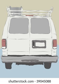 Messy hand drawn work van illustration. Outlines, fill colors and background are all on separate layers. Easy to change colors and add elements.