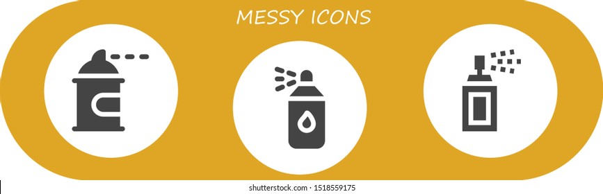 messy icon set. 3 filled messy icons.  Collection Of - Spray paint, Paint spray icons