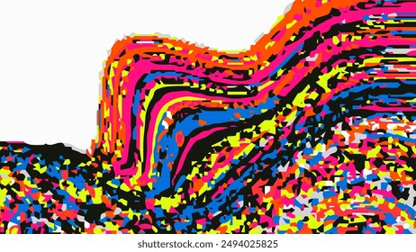 Desordenada ilustración con colores brillantes. Vector abstracto de fondo ondulado