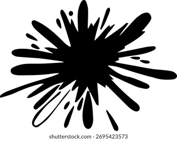 Schmutzige Tintenspritzer oder Explosion mit radialen Linien Comic-Vektorgrafik.