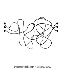 Messy lines, freehand scribble paths, maze, brainteaser for children