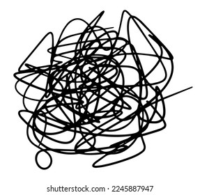 Messy lines hand drawn icon design. Confused mind metaphor illustration.