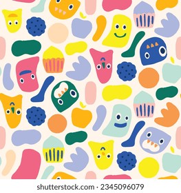 Messy Monsters Meals Baby Toddler Food In Fashion cooks eaters chef cake jelly critter creature blob print seamless pattern