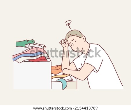 Messy open room drawer with cloths. Hand drawn style vector design illustrations.