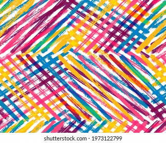 Messy paint background vector illustration. Brushstroke lines multicolor canvas. Acrylic paint creative backdrop.