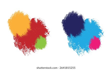 Messy Paint Spray Blots Different Colors Set. Graphic design elements and resources vector art
