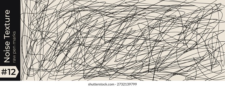 Textura de ruído de caneta bagunçada com rabisco rascunho bagunçado e lápis esboço rabiscar fundo. Rabiscar randomizado com marcador de desenho de linha e rabiscar bola de padrão. Conjunto de vetores editáveis da ilustração