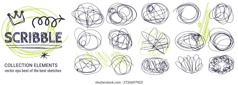 Textura bagunçada de rascunho de caneta e lápis rabiscar com círculos de grafite editáveis. Gráficos de mídia social com autênticas sobreposições de textura rascunho de caneta bagunçada.