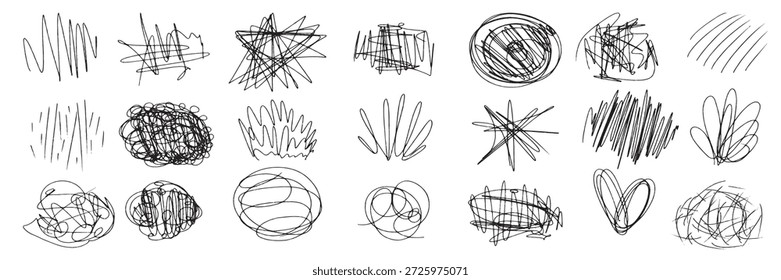 Textura de rabisco de caneta bagunçada e lápis rabisco com traços de rascunho editáveis. Gráficos de mídia social com uma autêntica estética bagunçada do arranhão da caneta.