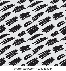 Messy random zigzag lines and scrawls hand drawn vector seamless scribble pattern. Careless scratchy pen or pencil doodles. Endless repeated black and white texture background.