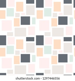 Messy seamless abstract background with squares. Infinity geometric pattern. Vector illustration.   