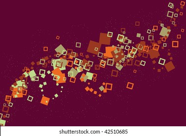 Messy swirling and flowing abstract square background. Each type of square is on its own layer and grouped by color. Very easy to manipulate and change