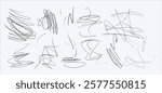 Messy textured scribbles and anti-design doodles vector illustration set isolated on white background