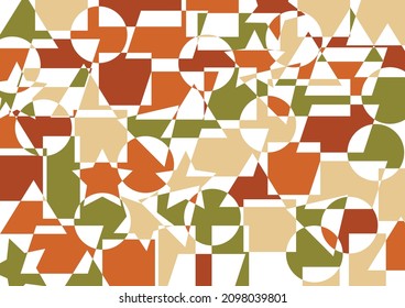 Messy trimmed geometric shapes pattern using autumn color. Abstract background for backdrops