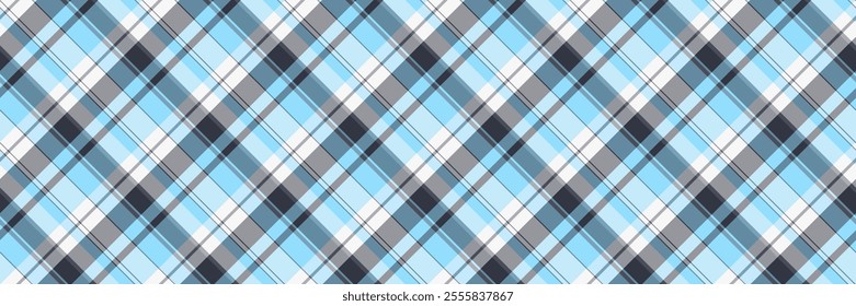 Messy vector check tartan, paint pattern texture fabric. Podium seamless background plaid textile in cyan and grey colors palette.