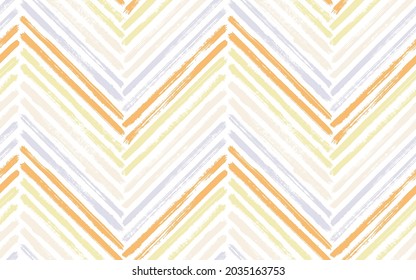 Messy zigzag fashion print vector seamless pattern. Paint brush stroke geometric stripes. Hand drawn paint texture zig zag chevron elements. Watercolor textile print seamless design.