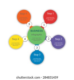 Meta ball for diagram, graph, presentation and chart. Business concept with 5 options, parts, steps or processes. 