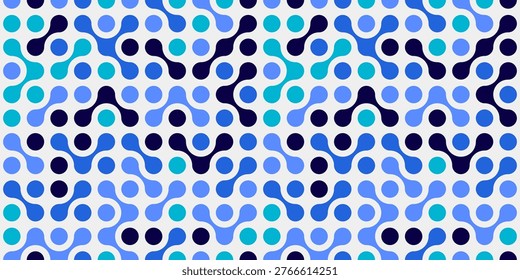 Meta Balls Connected Dot Background. Liquid Connected Circle Dots Seamless Pattern.