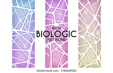 Meta Biologic Network. Colorful abstract technology cutted wireframe background, circuit board, vector holed paper backdrop