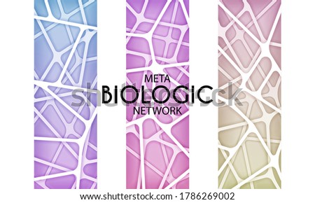 Meta Biologic Network. Colorful abstract technology cutted wireframe background, circuit board, vector holed paper backdrop