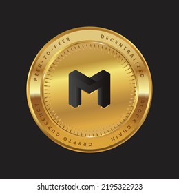 META Cryptocurrency logo in black color concept on gold coin. ABCMETA Block chain technology symbol. Vector illustration.