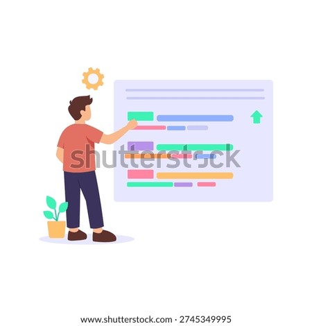Meta Description Optimization, Writing compelling snippets for better clickthrough, Flat vector character illustration