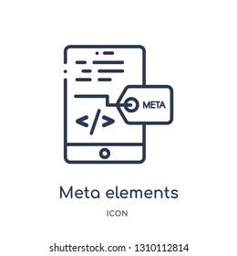 meta elements icon from technology outline collection. Thin line meta elements icon isolated on white background.