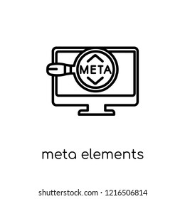 Meta Elements icon. Trendy modern flat linear vector Meta Elements icon on white background from thin line Technology collection, editable outline stroke vector illustration