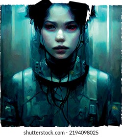 Meta human, Drawing of a meta girl, woman from a different planet, 3D art , special illustration, art design, Vector