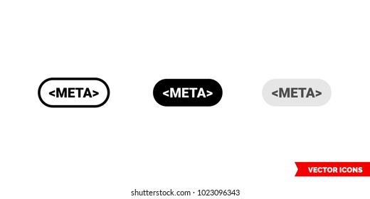 Meta icon of 3 types: color, black and white, outline. Isolated vector sign symbol.