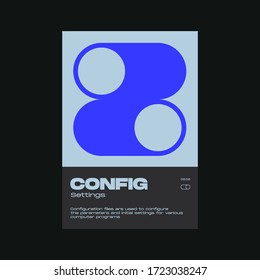 Meta modern aesthetics of Swiss design poster layout. Brutalist art inspired vector graphic template made with bold typography and abstract geometric shapes, great for poster art, album cover prints.