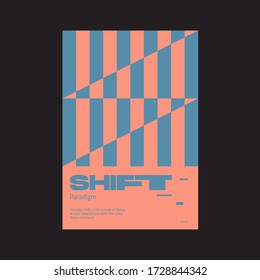 Meta modern aesthetics of Swiss design poster layout. Brutalist art inspired vector graphic template made with bold typography and abstract geometric shapes, great for poster art, album cover prints.