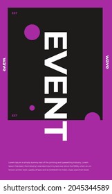 Meta modern aesthetics of Swiss design poster layout. Brutalist art inspired vector graphic template made with bold typography and abstract geometric shapes, great for poster art, album cover prints.