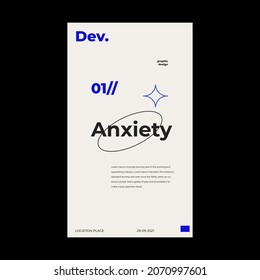 Meta modern aesthetics of Swiss design poster layout. Brutalist art inspired vector graphic template made with bold typography and abstract geometric shapes, great for poster art, album cover prints.