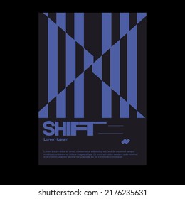 Meta modern aesthetics of Swiss design poster layout. Graphic template made with bold typography and abstract geometric shapes, great for poster art, album cover prints.